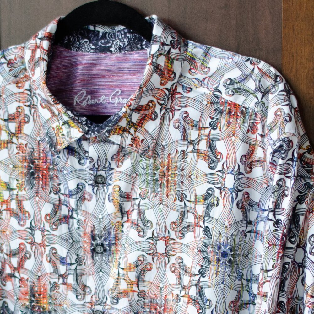 Robert Graham 2XL Long Sleeve Button-Up Shirt – Multicolor Kaleidoscope Pattern